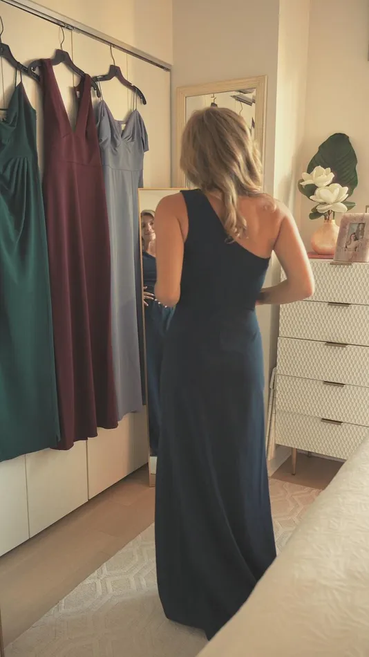 Formal Women Sachin and Babi Cece 4Way Stretch Crepe Gown 8211 Navy