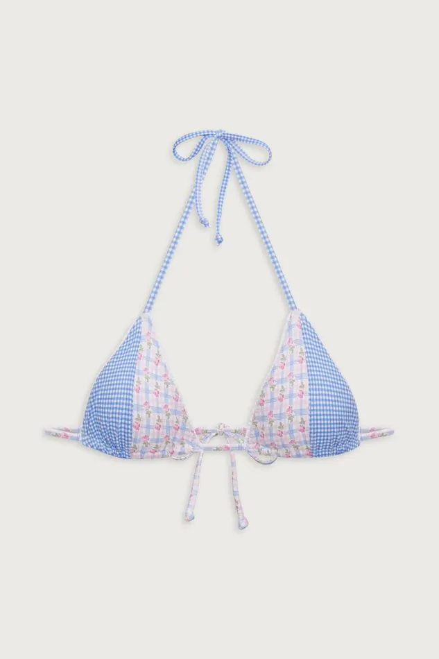 Frankies Bikinis Bikinis Women Coastal Micro Floral Bikini Top Rose Picnic Ruffle