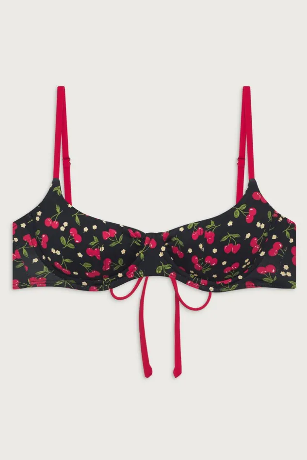 Frankies Bikinis Bikinis Women Cola Underwire Balconette Bikini Top Cherry Hearts