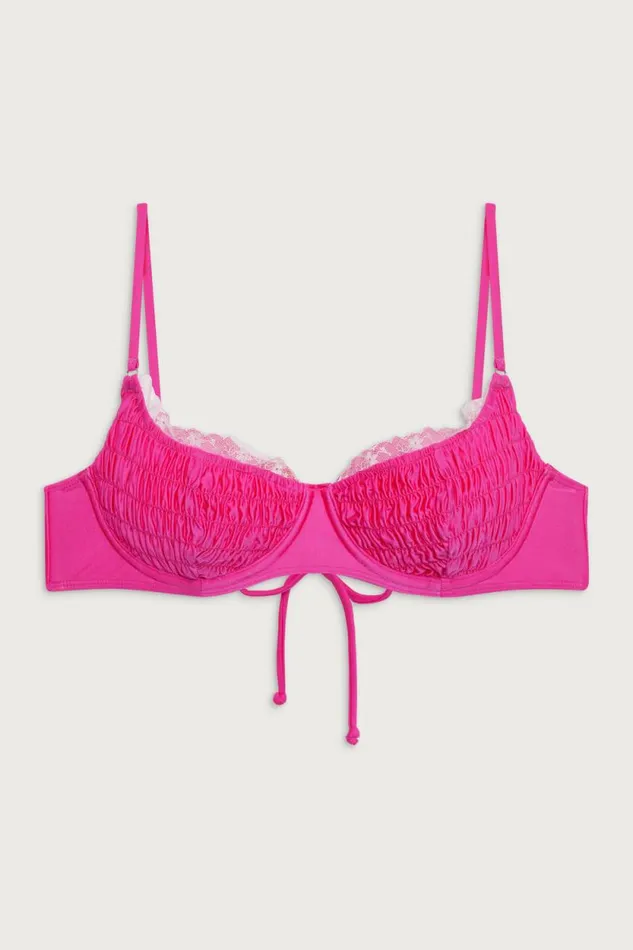 Frankies Bikinis Bikinis Women Dean Underwire Shine Bikini Top Candy Pink