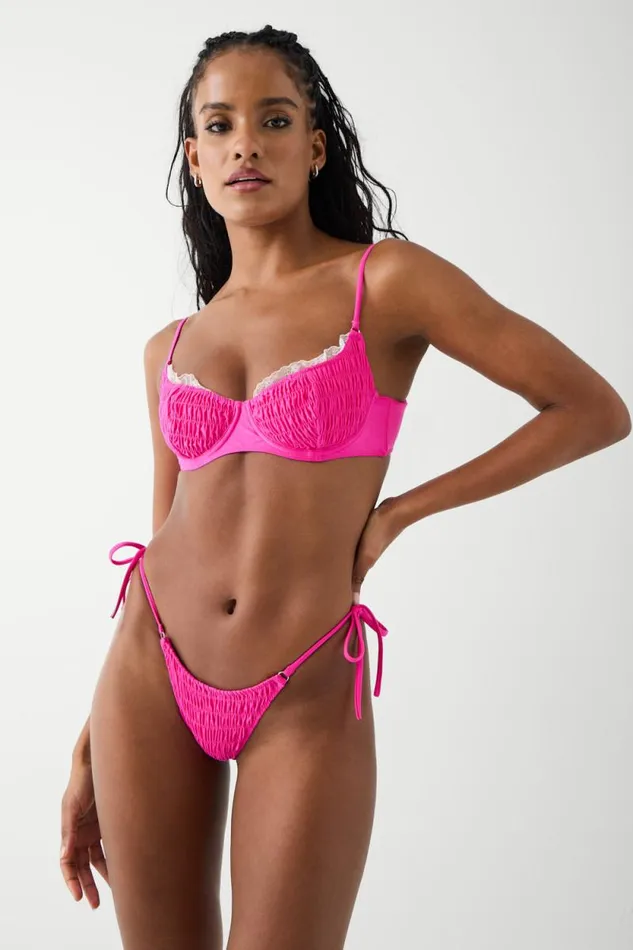 Frankies Bikinis Bikinis Women Dean Underwire Shine Bikini Top Candy Pink