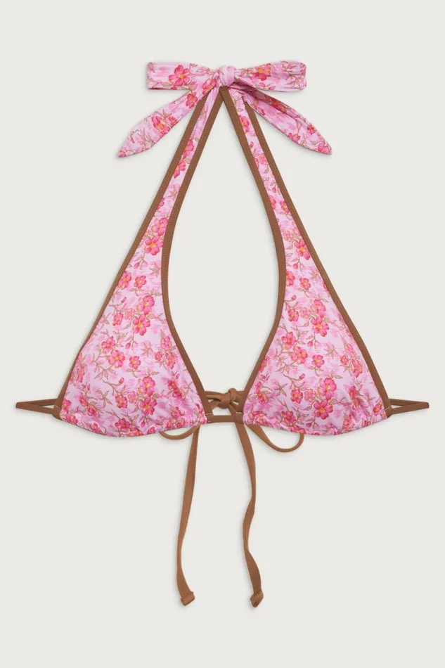 Frankies Bikinis Bikinis Women Diana Floral Halter Bikini Top Watercolor Hibiscus