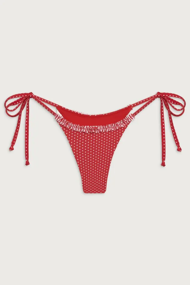 Frankies Bikinis Bikinis Women Divine Tie Side Skimpy Bikini Bottom Scarlet Dot