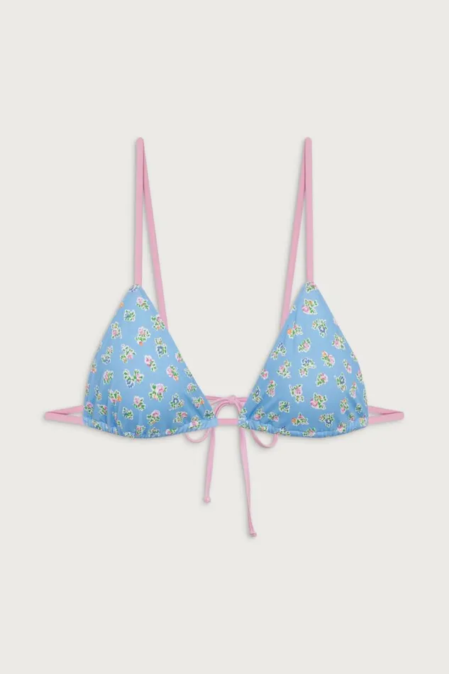 Frankies Bikinis Bikinis Women Lumia Triangle Floral Bikini Top Blue Hawaii