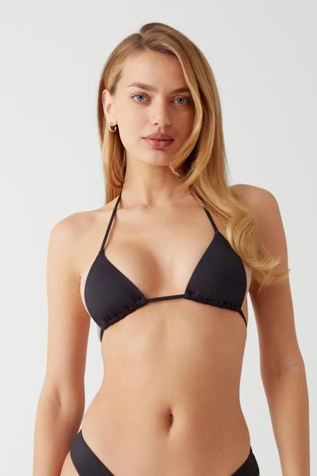 Frankies Bikinis Bikinis Women Nick String Triangle Bikini Top Black