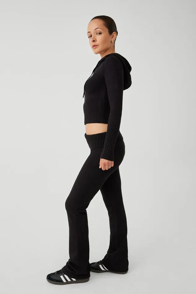 Frankies Bikinis Cloud Knits Women Fleur Cloud Knit Low Rise Pant Black