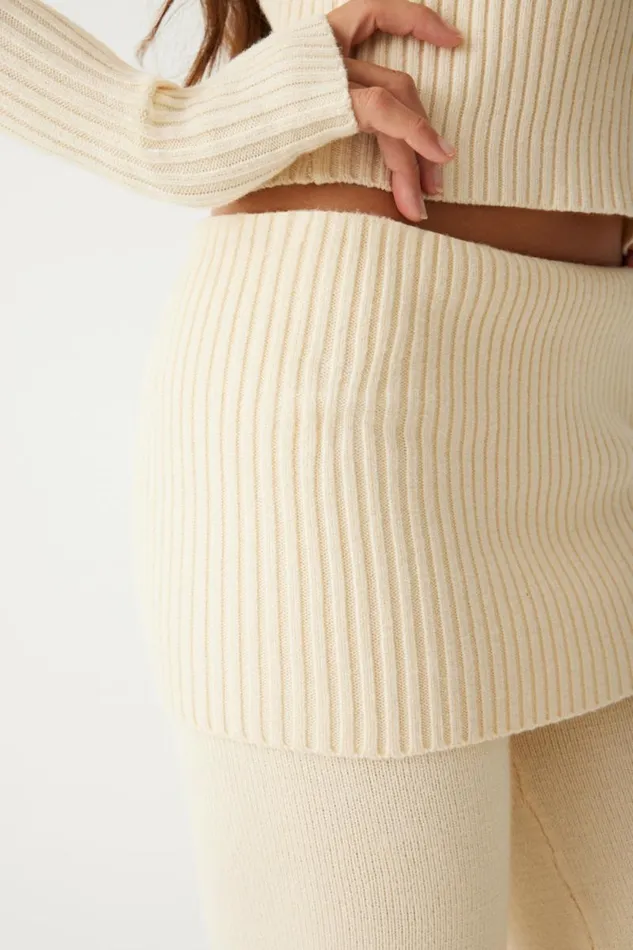 Frankies Bikinis Cloud Knits Women Mason Cloud Knit Flare Pant French Vanilla