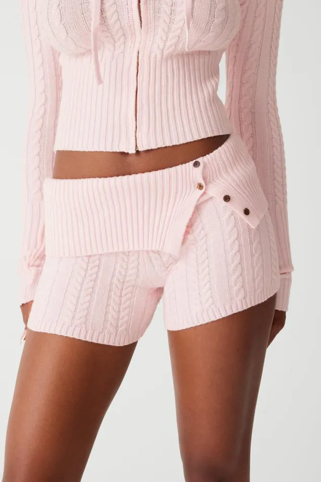 Frankies Bikinis Cloud Knits Women Nolan Cable Cloud Knit Mini Short Rose Quartz