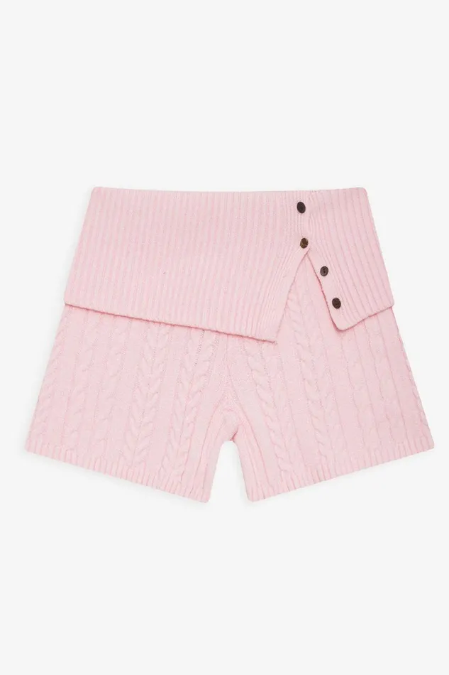 Frankies Bikinis Cloud Knits Women Nolan Cable Cloud Knit Mini Short Rose Quartz