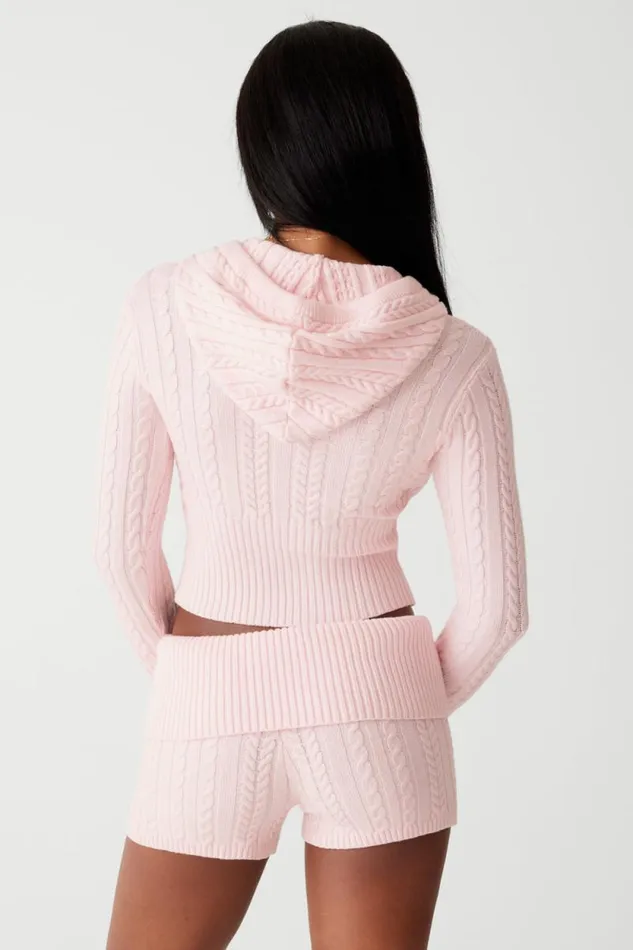 Frankies Bikinis Cloud Knits Women Nolan Cable Cloud Knit Mini Short Rose Quartz