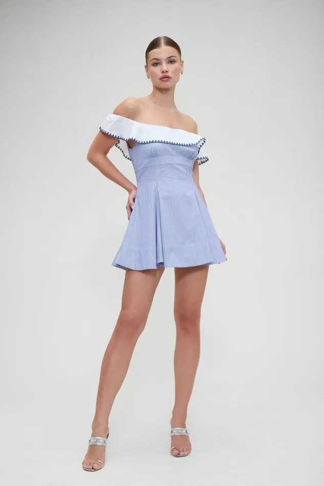 Frankies Bikinis Dresses Women Lilah Striped Mini Dress Midnight Stripe