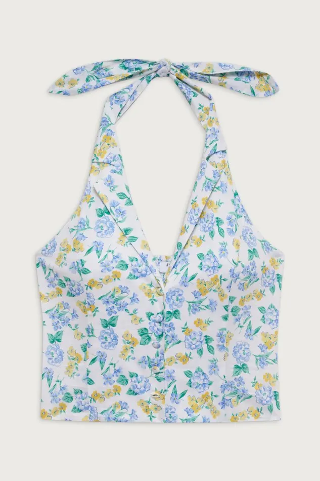 Frankies Bikinis Matching Sets Women Cottage Halter Top Coastal Floral