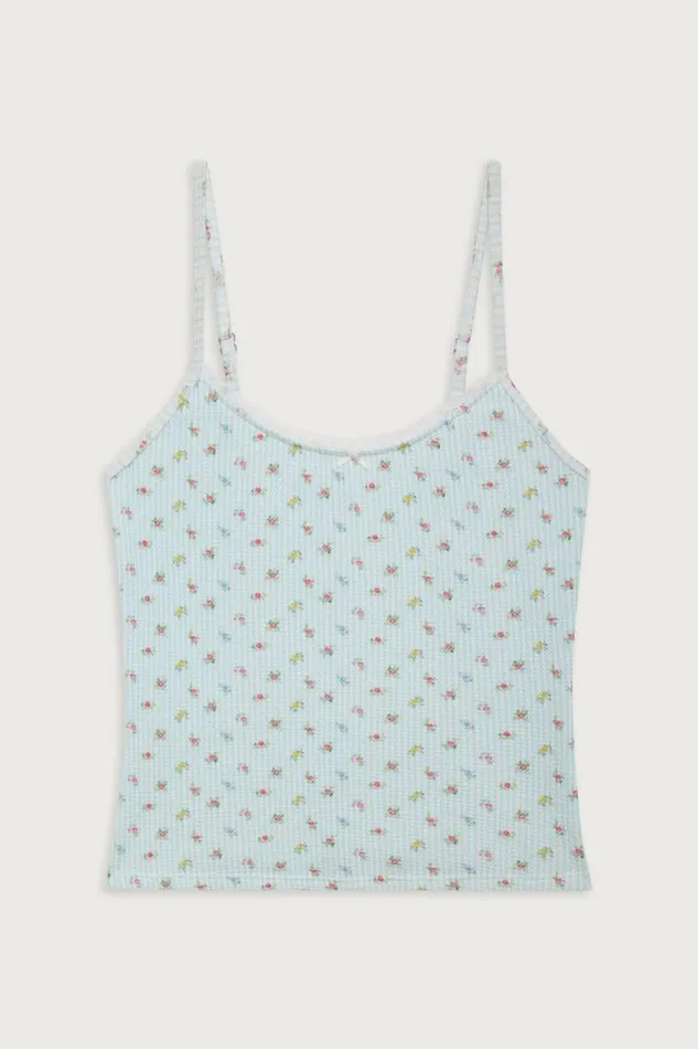 Frankies Bikinis Matching Sets Women Farmhouse Waffle Camisole Cozy Stripe