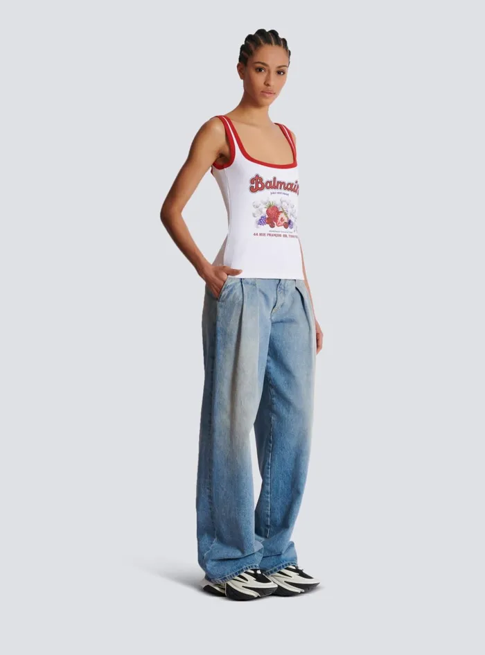 Fruit Tank Top White Women Balmain TShirts