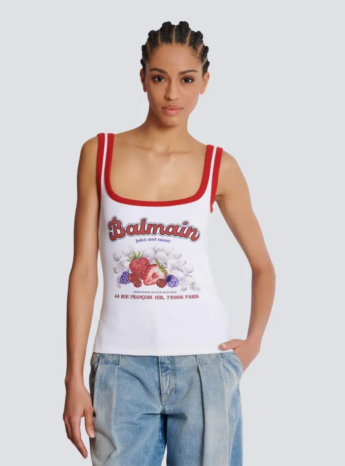 Fruit Tank Top White Women Balmain TShirts