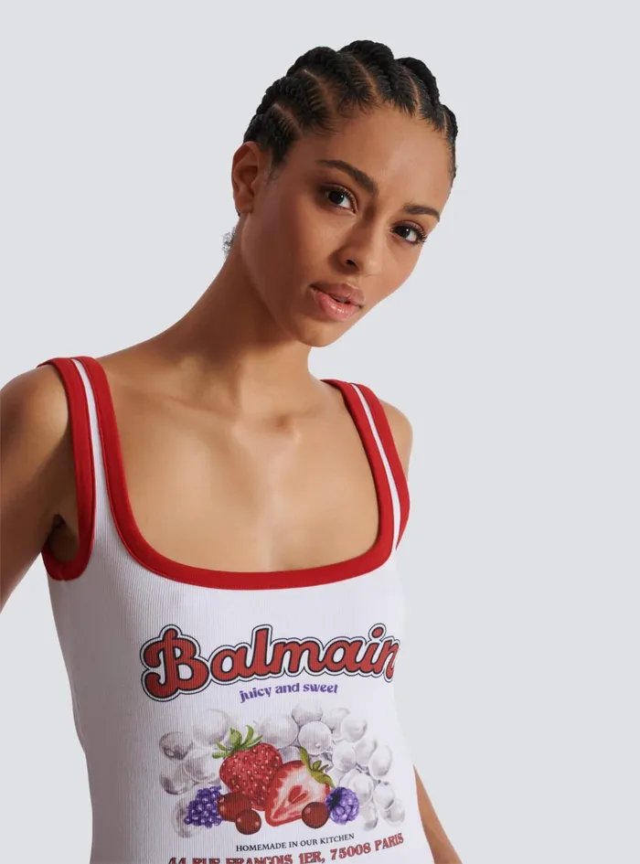 Fruit Tank Top White Women Balmain TShirts