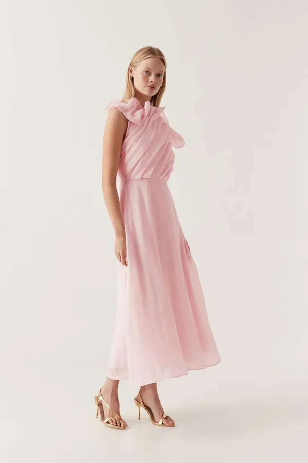 Genesis Midi Dress Soft Pink Women Aje Pink Dresses