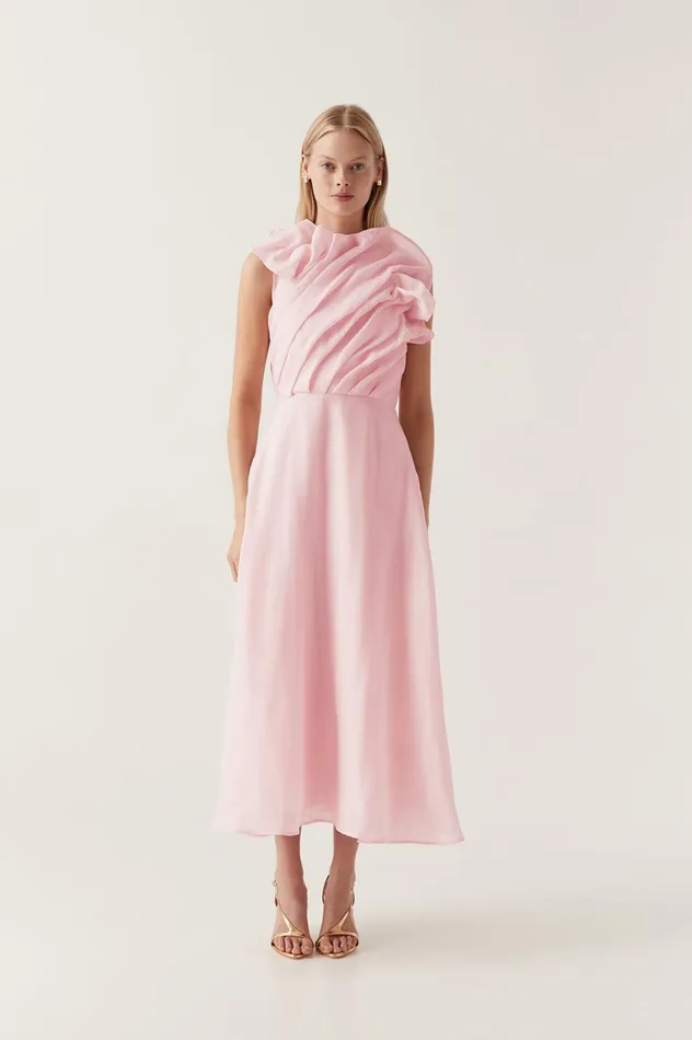 Genesis Midi Dress Soft Pink Women Aje Pink Dresses