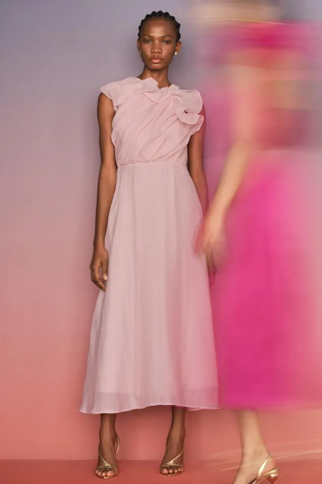 Genesis Midi Dress Soft Pink Women Aje Pink Dresses