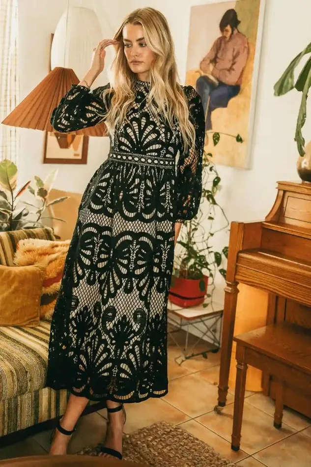 Geraldene Lace Dress In Black Black Women Bohme Dresses