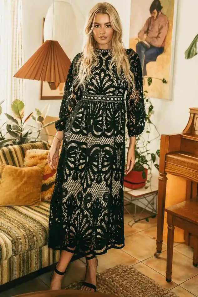 Geraldene Lace Dress In Black Black Women Bohme Dresses