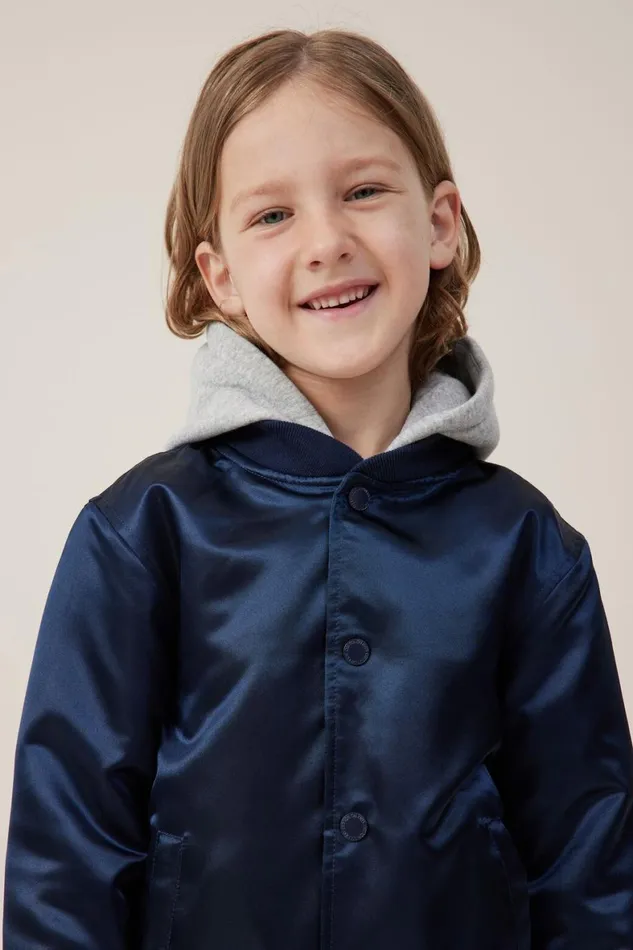 Girls 214Boys 214 Jackets and Sweaters Cotton On Hugh Hooded Bomber Jacket Navy Blazer