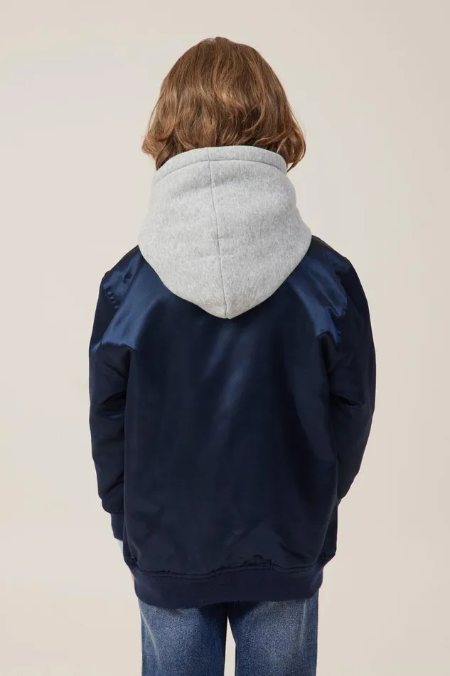 Girls 214Boys 214 Jackets and Sweaters Cotton On Hugh Hooded Bomber Jacket Navy Blazer
