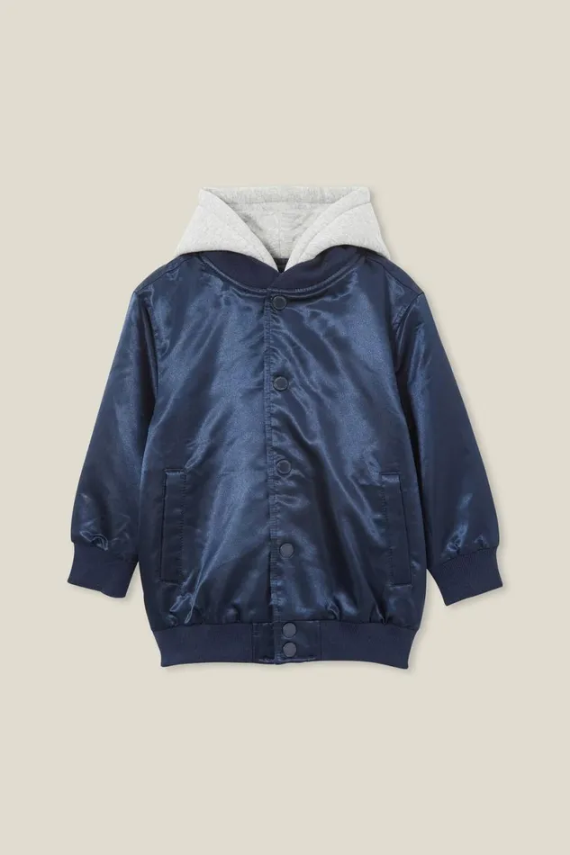 Girls 214Boys 214 Jackets and Sweaters Cotton On Hugh Hooded Bomber Jacket Navy Blazer