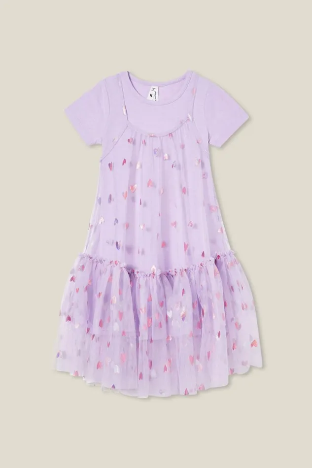 Girls 214 Dresses Cotton On Kristen Dress Up Dress Lilac Drophearts