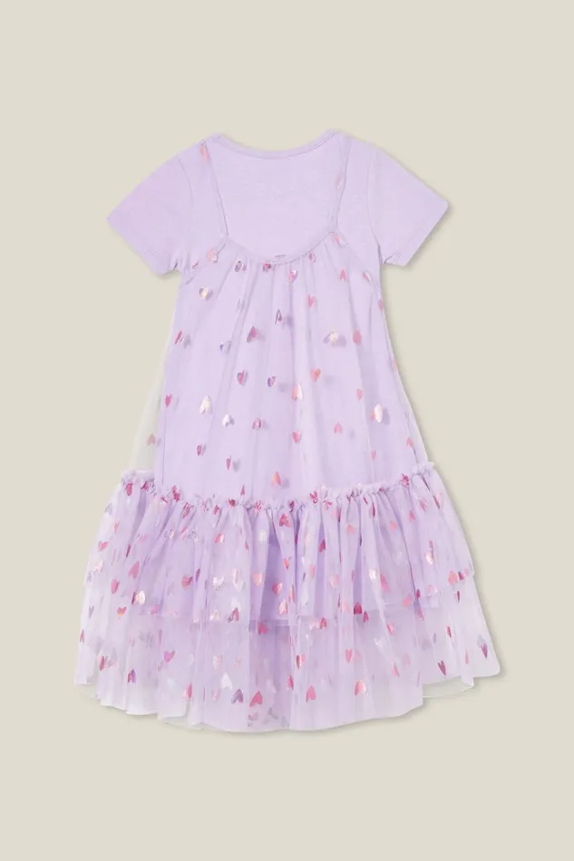 Girls 214 Dresses Cotton On Kristen Dress Up Dress Lilac Drophearts