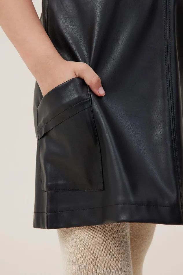 Girls 214 Dresses Cotton On Penny Vegan Leather Pinafore Black