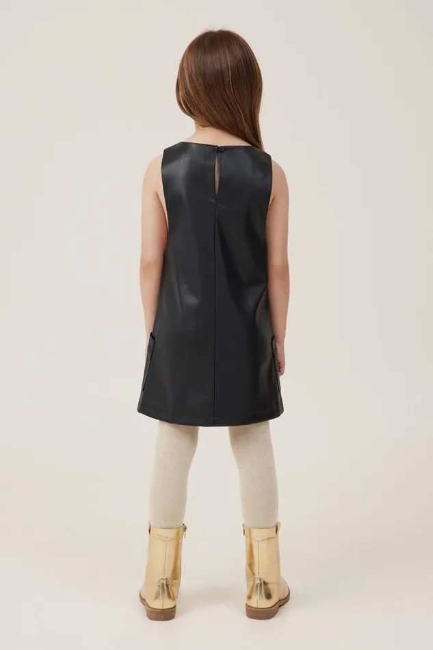 Girls 214 Dresses Cotton On Penny Vegan Leather Pinafore Black