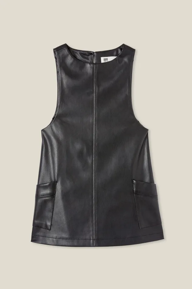 Girls 214 Dresses Cotton On Penny Vegan Leather Pinafore Black