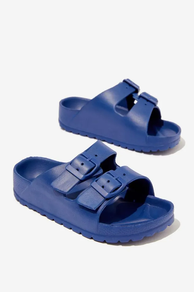 Girls 214 Flats and Sandals Cotton On Twin Strap Slide In The Navy