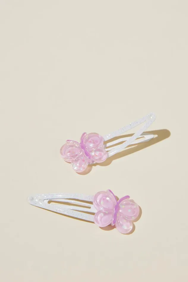Girls 214 Hair Accessories Cotton On Sadie Snap Clips Lavender Dreams Glitter Butterflies