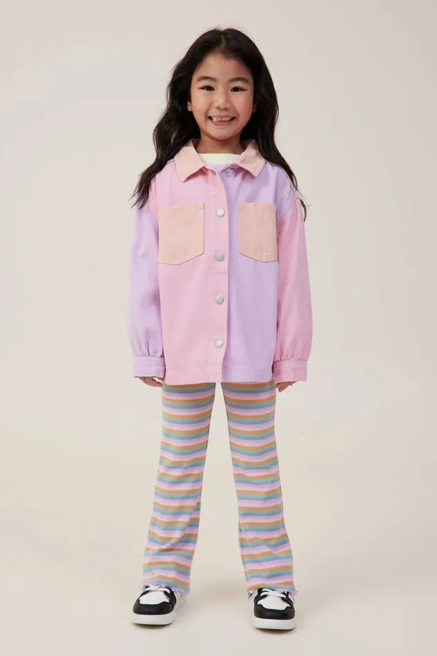 Girls 214 Jackets and Sweaters Cotton On Sophie Denim Shacket Pastelcolour Block