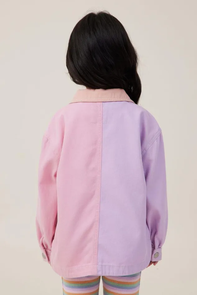 Girls 214 Jackets and Sweaters Cotton On Sophie Denim Shacket Pastelcolour Block