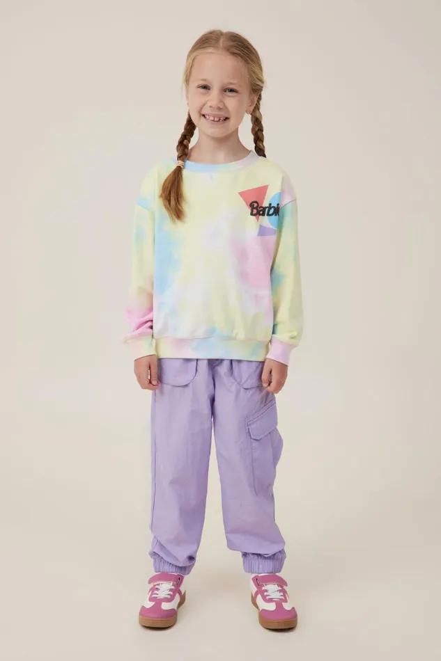 Girls 214 Sweatshirts and Sweatpants Cotton On License Dusty Fleece Crew Neck Lcn Mat Barbie Grouptie Dye