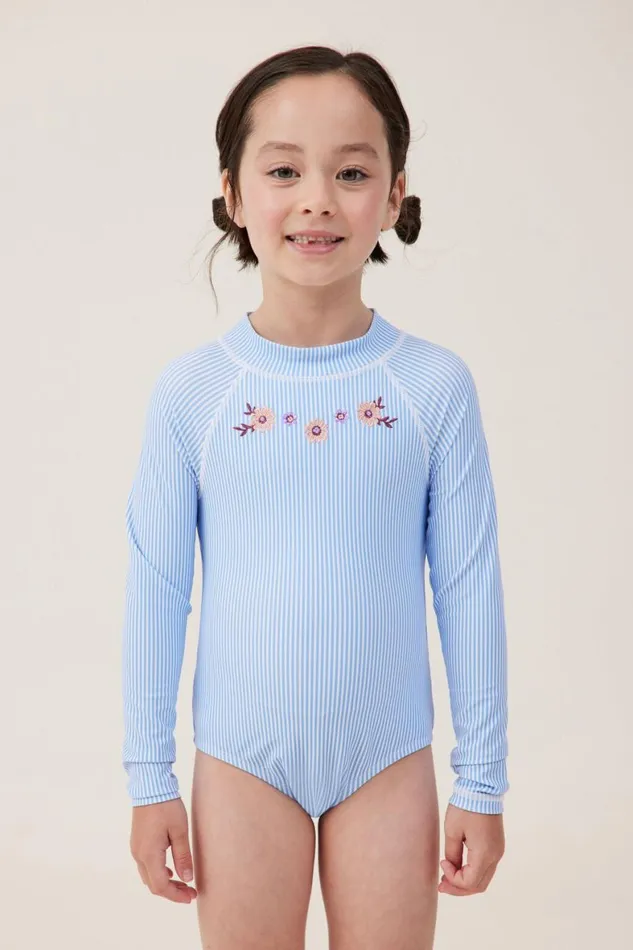 Girls 214 Swimwear Cotton On Lydia One Piece Dusk Bluebirdie Stripe
