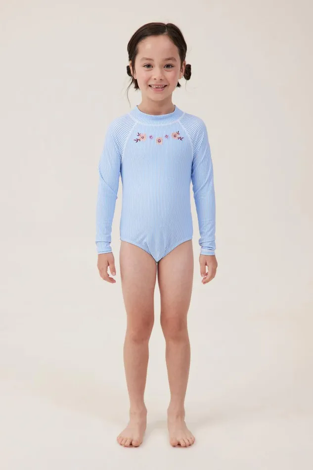 Girls 214 Swimwear Cotton On Lydia One Piece Dusk Bluebirdie Stripe