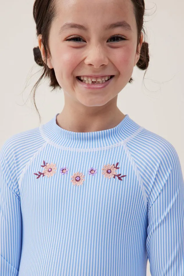 Girls 214 Swimwear Cotton On Lydia One Piece Dusk Bluebirdie Stripe