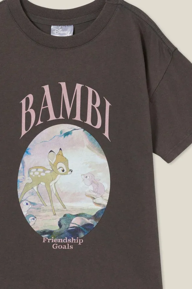 Girls 214 Tops and TShirts Cotton On License Drop Shoulder Short Sleeve Tee Lcn Dis Bambiphantom