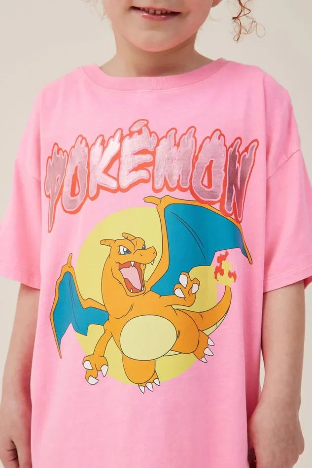 Girls 214 Tops and TShirts Cotton On License Drop Shoulder Short Sleeve Tee Lcn Pok Pokemonbubblegum Pop