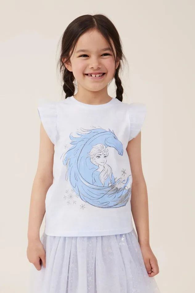 Girls 214 Tops and TShirts Cotton On License Party Short Sleeve Tee Lcn Dis Elsamorning Blue Tie Dye
