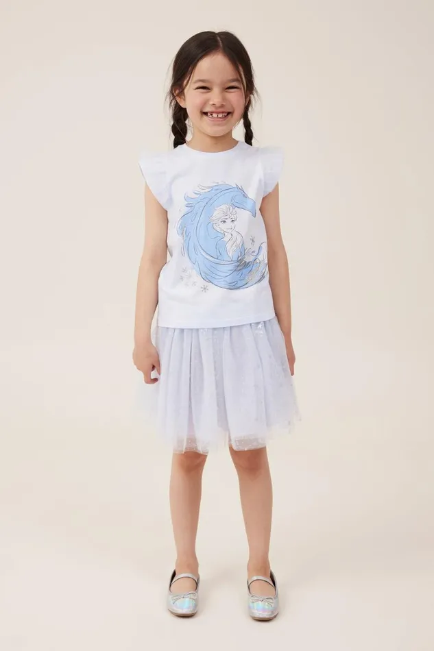 Girls 214 Tops and TShirts Cotton On License Party Short Sleeve Tee Lcn Dis Elsamorning Blue Tie Dye