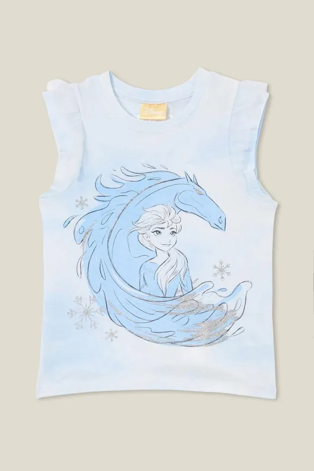 Girls 214 Tops and TShirts Cotton On License Party Short Sleeve Tee Lcn Dis Elsamorning Blue Tie Dye