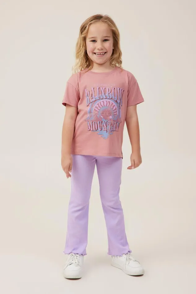 Girls 214 Tops and TShirts Cotton On Poppy Short Sleeve Print Tee Clay Pigeonrainbow Mountain