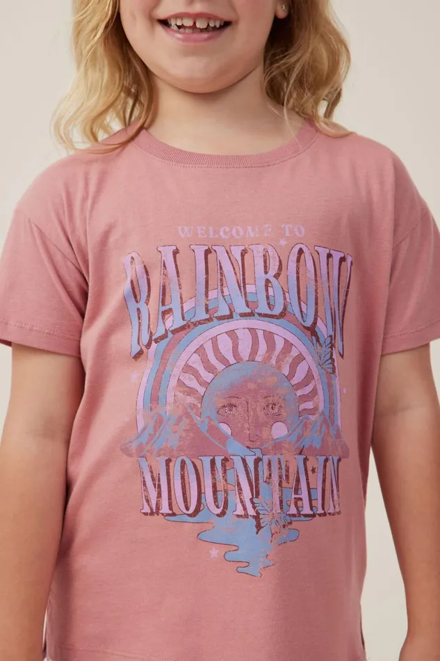 Girls 214 Tops and TShirts Cotton On Poppy Short Sleeve Print Tee Clay Pigeonrainbow Mountain