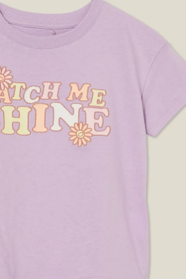 Girls 214 Tops and TShirts Cotton On Poppy Short Sleeve Print Tee Lilac Dropwatch Me Shine