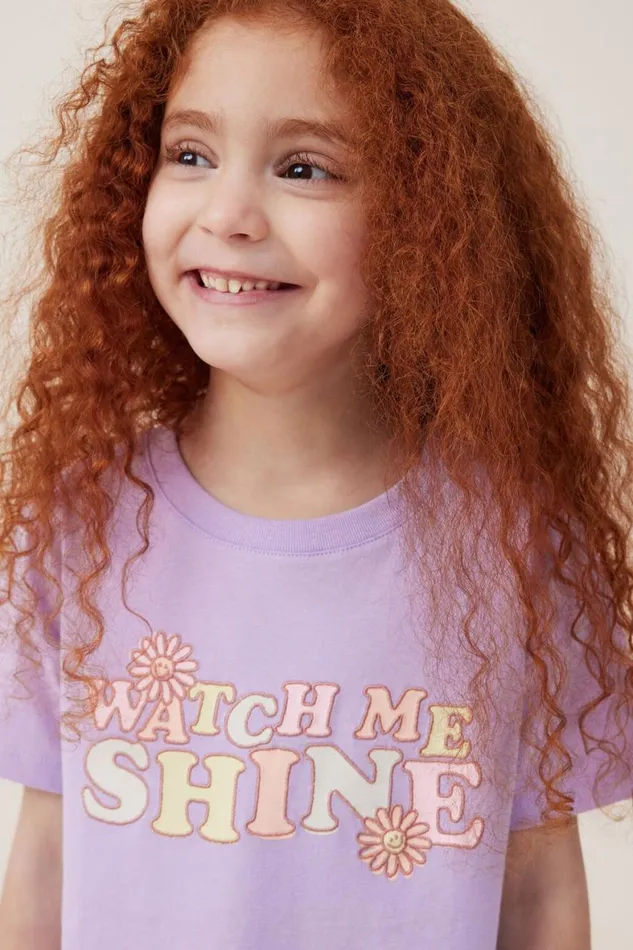 Girls 214 Tops and TShirts Cotton On Poppy Short Sleeve Print Tee Lilac Dropwatch Me Shine